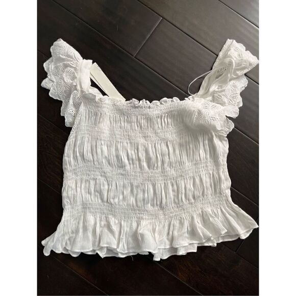 NWT Aqua Womens Eyelet Square Neck Cropped - Picture 5 of 5